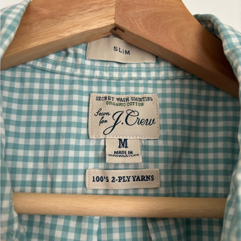 J. Crew Teal Checkered Button Down Shirt - Picture 3 of 3
